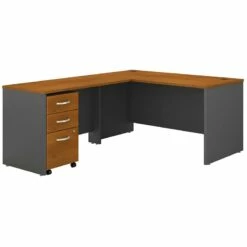 Series C 60W L Shaped Desk With Drawers In Mocha Cherry - Engineered Wood