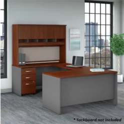 Series C 60W U Desk With Hutch And Drawers In Mocha Cherry - Engineered Wood 22 Series C 60W U Desk With Hutch And Drawers In Mocha Cherry - Engineered Wood -CYMAX Sales 2001853 7 L