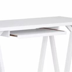 Simpli Home Sawhorse 60" Soild Wood Modern Industrial Computer Desk In White -CYMAX Sales 2003406 4 L
