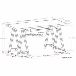 Simpli Home Sawhorse 60" Soild Wood Modern Industrial Computer Desk In White -CYMAX Sales 2003406 7 L