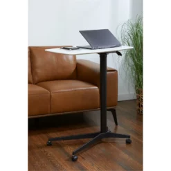 Unique Furniture 28" Height Adjustable Lift Table With Metal Base In Walnut -CYMAX Sales 2005709 12 L