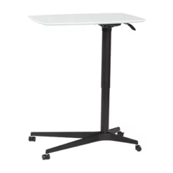 Unique Furniture 28" Height Adjustable Lift Table With Metal Base In Walnut -CYMAX Sales 2005709 4 L