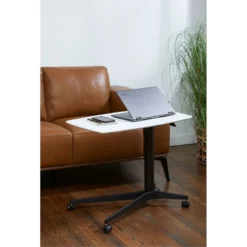 Unique Furniture 28" Height Adjustable Lift Table With Metal Base In Walnut -CYMAX Sales 2005709 9 L