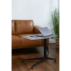 Unique Furniture 28" Height Adjustable Lift Table With Metal Base In Walnut -CYMAX Sales 2005710 9 L