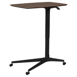 Unique Furniture 28" Height Adjustable Lift Table With Metal Base In Walnut