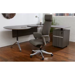 Unique Furniture Premium Leather High Backrest Office Chair In Gray -CYMAX Sales 2005779 10 L