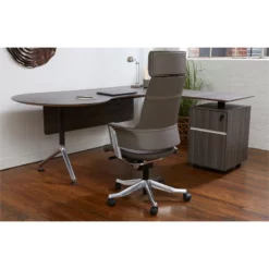 Unique Furniture Premium Leather High Backrest Office Chair In Gray -CYMAX Sales 2005779 11 L