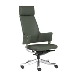 Unique Furniture Premium Leather High Backrest Office Chair In Gray