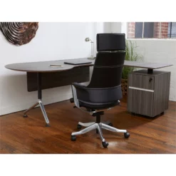 Unique Furniture Premium Leather High Backrest Office Chair In Gray -CYMAX Sales 2005780 11 L