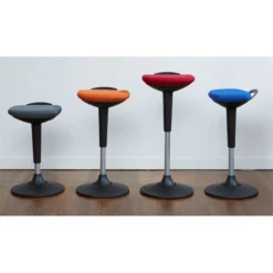 Unique Furniture 33.25" Fabric Seat And Metal Base Sit-Stand Stool In Mandarin -CYMAX Sales 2005791 9 L