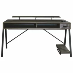 Signature Design By Ashley Barolli Gaming Desk In Gunmetal -CYMAX Sales 2008349 3 L