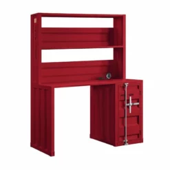 Bowery Hill Modern Metal Desk And Hutch With Storage In Red -CYMAX Sales 2009042 L 2