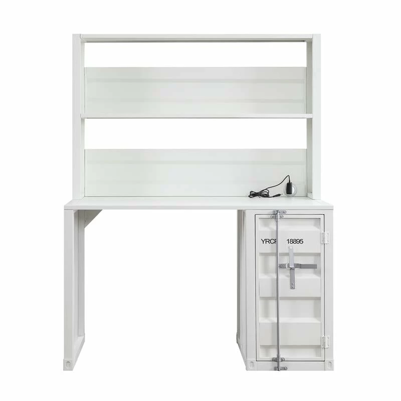 Bowery Hill Modern Desk And Hutch With Storage In White 3 Bowery Hill Modern Desk And Hutch With Storage In White