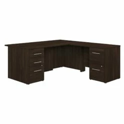 Office 500 72W L Shaped Desk With Drawers In Modern Hickory - Engineered Wood