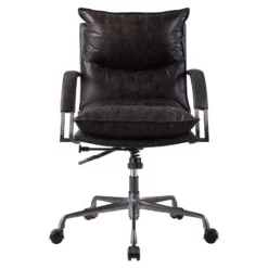 ACME Furniture Haggar Upholstered Leather Swivel Office Chair In Slate Gray -CYMAX Sales 2010643 9 L
