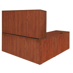 Legacy 71" Dual Ped. Left Corner Credenza With 35" Return And Hutch- Cherry -CYMAX Sales 2011361 2 L