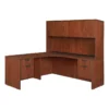 Legacy 71" Dual Ped. Left Corner Credenza With 35" Return And Hutch- Cherry 2 Legacy 71" Dual Ped. Left Corner Credenza With 35" Return And Hutch- Cherry -CYMAX Sales 2011361 L
