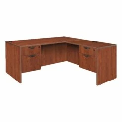 Legacy 66" Double Pedestal L-Desk With 35" Return- Cherry