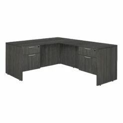 Legacy 71" Double Pedestal L-Desk With 47" Return- Ash Grey