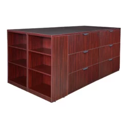 Legacy Stand Up Desk/ 3 Lateral File Quad With Bookcase End- Mahogany -CYMAX Sales 2011465 2 L