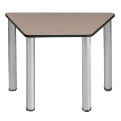 Trapezoid 36" X 23" X 19" Desk - Beige/ Chrome -CYMAX Sales 2011732 2 L