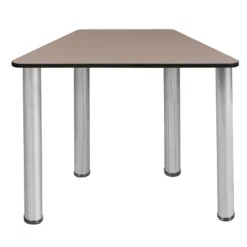 Trapezoid 36" X 23" X 19" Desk - Beige/ Chrome -CYMAX Sales 2011732 6 L