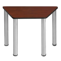 Trapezoid 36" X 23" X 19" Desk - Cherry/ Chrome 12 Trapezoid 36" X 23" X 19" Desk - Cherry/ Chrome -CYMAX Sales 2011734 2 L