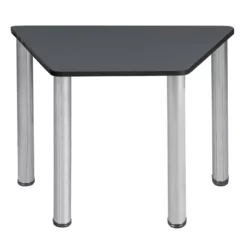 Trapezoid 36" X 23" X 19" Desk - Grey/ Chrome 12 Trapezoid 36" X 23" X 19" Desk - Grey/ Chrome -CYMAX Sales 2011736 2 L