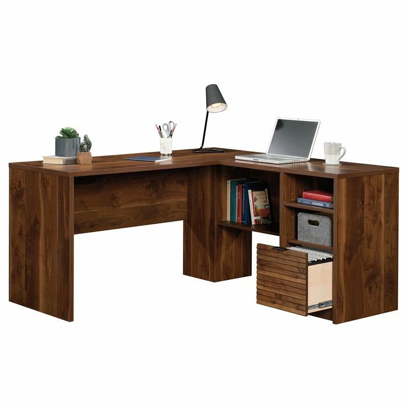 Sauder Harvey Park Engineered Wood And Metal L-Shaped Desk In Grand Walnut 11 Sauder Harvey Park Engineered Wood And Metal L-Shaped Desk In Grand Walnut - Image 9