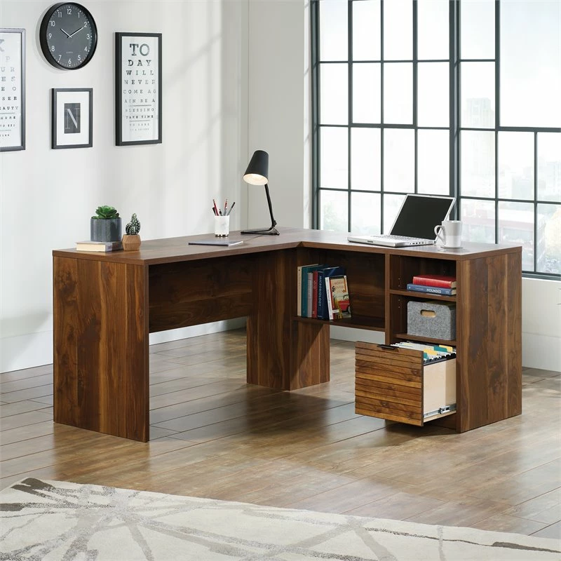 Sauder Harvey Park Engineered Wood And Metal L-Shaped Desk In Grand Walnut 13 Sauder Harvey Park Engineered Wood And Metal L-Shaped Desk In Grand Walnut - Image 11