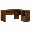 Sauder Harvey Park Engineered Wood And Metal L-Shaped Desk In Grand Walnut -CYMAX Sales 2012337 L