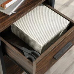 Sauder Market Commons Engineered Wood And Metal L-Shaped Desk In Rich Walnut -CYMAX Sales 2012384 12 L