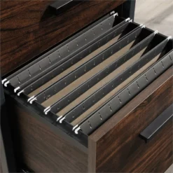 Sauder Market Commons Engineered Wood And Metal L-Shaped Desk In Rich Walnut -CYMAX Sales 2012384 13M L