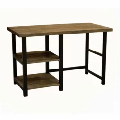 Alaterre Furniture Pomona 48" Metal And Solid Wood Desk With 2 Shelves -CYMAX Sales 2012968 3 L