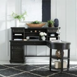 Harvest Home Black L Shaped Desk Set -CYMAX Sales 2013956 5 L