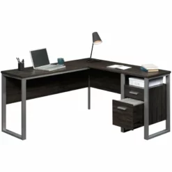 Sauder Rock Glen Engineered Wood L Shaped Writing Desk In Black Walnut -CYMAX Sales 2014289 12 L