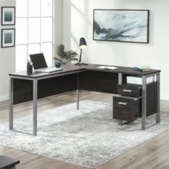Sauder Rock Glen Engineered Wood L Shaped Writing Desk In Black Walnut -CYMAX Sales 2014289 13 L