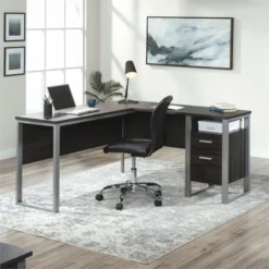 Sauder Rock Glen Engineered Wood L Shaped Writing Desk In Black Walnut -CYMAX Sales 2014289 14 L