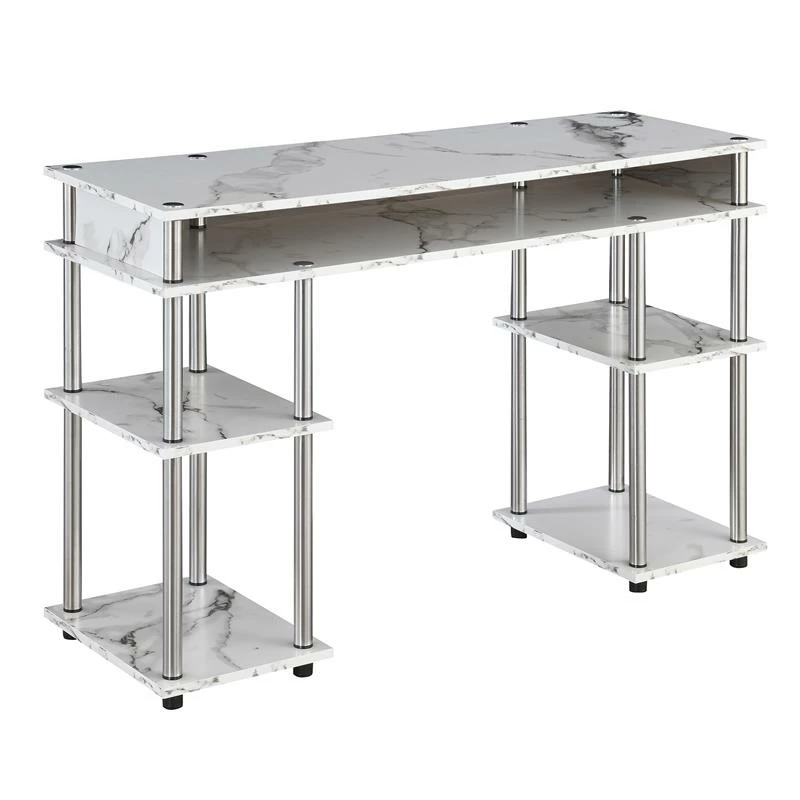 Designs2Go No-Tools Student Desk In White Faux Marble Wood Finish 4 Designs2Go No-Tools Student Desk In White Faux Marble Wood Finish - Image 2