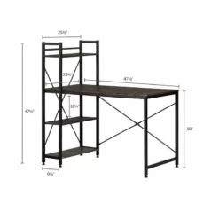 South Shore Evane Industrial Desk With Bookcase In Cracked Fall Oak -CYMAX Sales 2016794 3 L