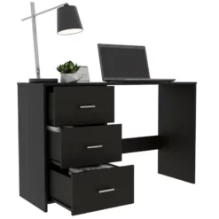 TUHOME Classic Computer Desk With Three Drawers In Black -CYMAX Sales 2019330 3 L
