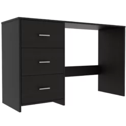 TUHOME Classic Computer Desk With Three Drawers In Black