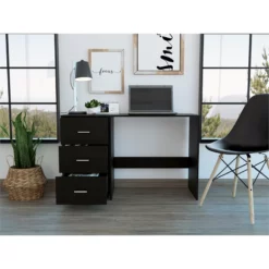 TUHOME Classic Computer Desk With Three Drawers In Black -CYMAX Sales 2019330 5 L