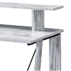 ACME Nypho Wooden 2 Shelves Writing Desk In Antique White And Black 14 ACME Nypho Wooden 2 Shelves Writing Desk In Antique White And Black -CYMAX Sales 2019527 10 L