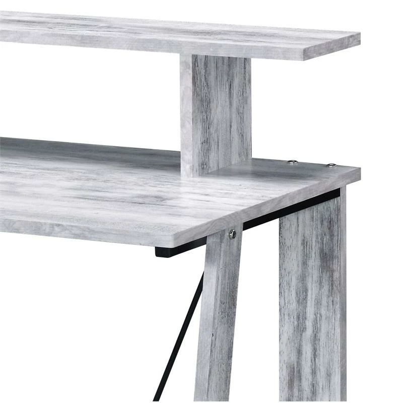 ACME Nypho Wooden 2 Shelves Writing Desk In Antique White And Black 8 ACME Nypho Wooden 2 Shelves Writing Desk In Antique White And Black - Image 6