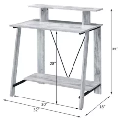 ACME Nypho Wooden 2 Shelves Writing Desk In Antique White And Black 15 ACME Nypho Wooden 2 Shelves Writing Desk In Antique White And Black -CYMAX Sales 2019527 11 L