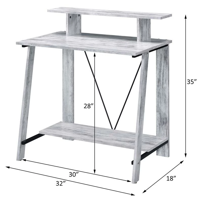 ACME Nypho Wooden 2 Shelves Writing Desk In Antique White And Black 9 ACME Nypho Wooden 2 Shelves Writing Desk In Antique White And Black - Image 7