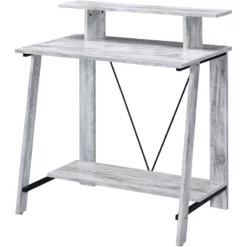 ACME Nypho Wooden 2 Shelves Writing Desk In Antique White And Black