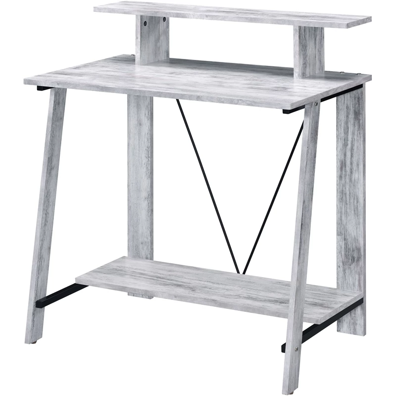 ACME Nypho Wooden 2 Shelves Writing Desk In Antique White And Black 3 ACME Nypho Wooden 2 Shelves Writing Desk In Antique White And Black