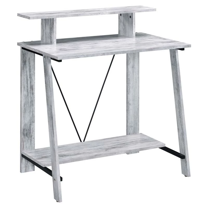 ACME Nypho Wooden 2 Shelves Writing Desk In Antique White And Black 5 ACME Nypho Wooden 2 Shelves Writing Desk In Antique White And Black - Image 3